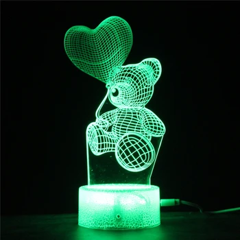 LED 3D de la Noche la Luz del Amor Puro Globo Oso de 7 Colores Cambio de la Lámpara Táctil Remoto y Románticos Regalos para los Amantes y Parejas GETSINCRACK