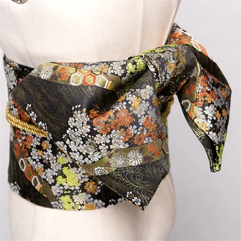 14Colors Tradicionales Japonesas Yukata Obi del Kimono de la Correa de la Impresión Floral Cummerbunds Arco-nudo Noble Retro Japonés Cintura