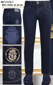 El MULTIMILLONARIO Jeans de Cuero de invierno de gran tamaño 42 44 46 gruesa hombres 2020 nuevo Negocio de algodón con cremallera bordado Cómodo de alta calidad
