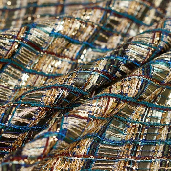 50x150cm Francia Barra de Oro de Tweed de Telas Para Mujer Otoño Chaqueta de Vestir Trajes de la Prenda de ropa de Materiales Textil El DIY de Costura de Tela