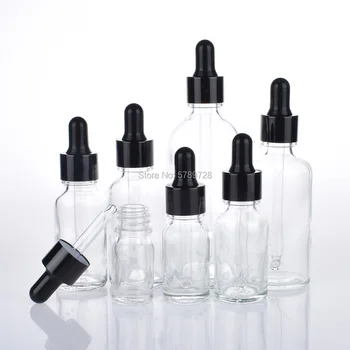 10pcs 5 ml a 100 ml de Vidrio transparente Botella con Gotero Negro de succión de Reactivos de la Pipeta, Botellas de aceites Esenciales para el experimento de Laboratorio