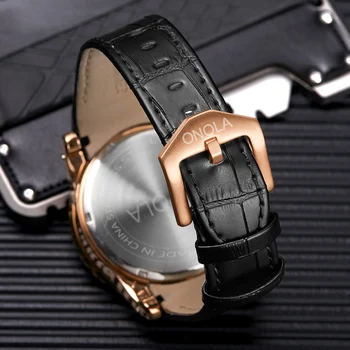 Marca de lujo de Japón Movimiento de los Hombres de la Moda de Cuarzo reloj de Pulsera de Diseño Único caballero Dial de reloj de Cuero Reloj a prueba de agua