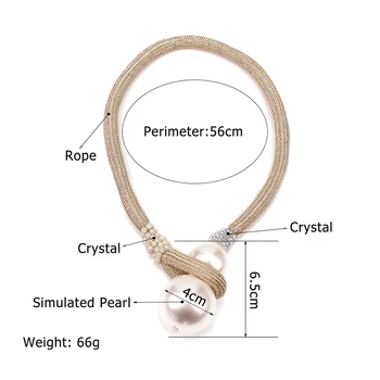 MANILAI Gran Simulado Collares de Perlas Para las Mujeres Grueso Perlas Declaración de Colgante, Collar de Cristal de la Moda de la Cuerda de la Cadena de la Bola de Gargantilla