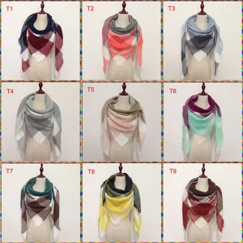 Mayorista triángulo de invierno cuadros de acrílico de cachemira bufandas a cuadros tartán de la bufanda de la marca desigual manta chal para la Señora de las Mujeres de la Muchacha