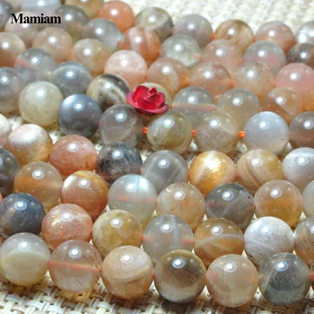 Mamiam Natural de Un color Gris Sunstone Perlas de 6mm 8mm 10mm Liso Redondo Suelto de Piedra Bricolaje Pulsera del Collar de la Joyería de la piedra preciosa de Diseño