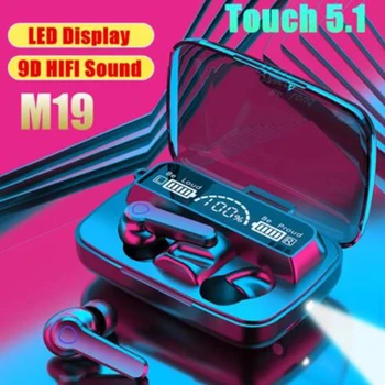 M19 TWS Inalámbrica Bluetooth Auriculares 5.1 Control Táctil de Manos libres Auriculares con Cancelación de Ruido de los Deportes de la prenda Impermeable de Auriculares Con Micrófono
