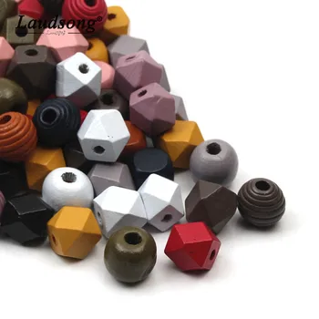 50pcs Variedad de Perlas de Madera de Alta Calidad al Azar de Mezcla de Color Espaciador de Abalorios Granos de Madera Para la Fabricación de la Joyería DIY Collar