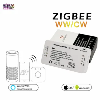 ZIGBEE bridge Zigbee Enlace de Luz blanco Cálido / blanco LED dimmer ZLL aplicación de teléfono de control del Controlador de Led led de cinta 5050 DC12V - 24V