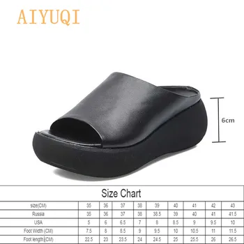 AIYUQI Plataforma zapatillas mujer 2020 las nuevas mujeres sandalias de cuero genuino casual al aire retro sandalias de las mujeres