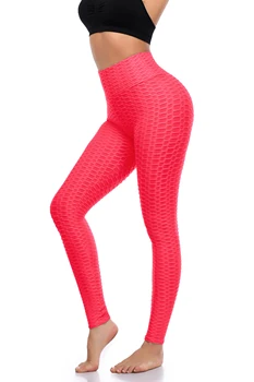 Witbuy Otoño de las Mujeres Leggings Sexy Cintura Alta Push Up Sport Fitness Sólido de Verificación Spandex Delgada Completa Longitud de Tobillo Verde Pantalones Nuevos