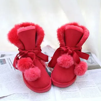2020 nuevos productos piel natural y real de piel de oveja botas de nieve de damas con correas de invierno cálido zapatos calientes de las lanas de las mujeres botas