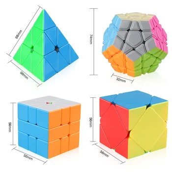 D-FantiX Moyu Mofangjiaoshi Cubo Mágico Conjunto de la Pirámide de Sesgar la Plaza 1 Dodecaedro la Velocidad de los Cubos de Rompecabezas Juguetes Profesional 4pcs para los Niños