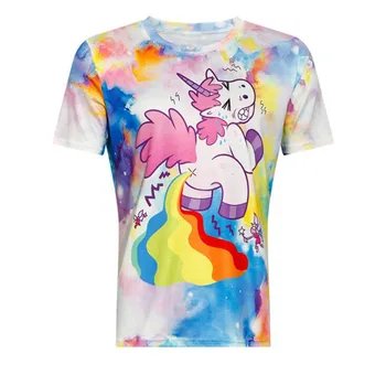 Hiawatha Harajuku Rainbow Unicorn Digital Impreso T-Shirt De Las Mujeres De Manga Corta De Verano Camisetas Casual Suelto Tops Camisetas T4302