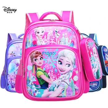 Disney nueva bolsa de hombro + bolsa de lápiz niño Spiderman niña Congelada de la escuela primaria de dibujos animados bolsa de viaje al aire libre de la luz de almacenamiento mochila