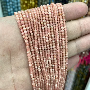 De alta calidad Facetas Rodocrosita Pequeñas Perlas Sección Suelta Perlas Para la Joyería Accesorios de la Joyería de DIY (38cm)