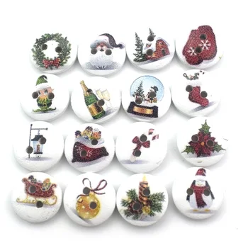 100PCS DIY 2 Agujeros de los Botones de Madera de Madera Decorativa de la Navidad de dibujos animados hechos a Mano para las Manualidades de Scrapbooking Suministros de Accesorios de Costura