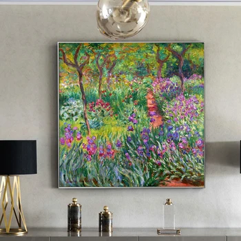 Nórdicos Claude Monet Jardín de Flores Pintura al Óleo sobre Lienzo de Carteles y Grabados, Cuadros de Arte de Pared con Fotos Para la Sala de estar