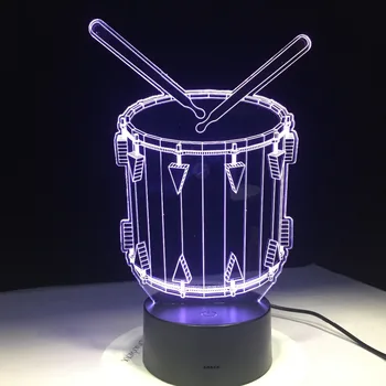 Drum Set 3D Ilusión Luz de la Noche 7 que cambia de Color Táctil de Mesa Lámparas de Escritorio de Acrílico de Escritorio LED Lámpara de Mesa Atmósfera de Fiesta de la Nave de la Gota