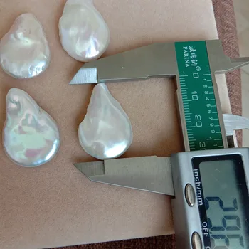25-30 mm de alto brillo perla barroca en pares, Naturaleza de agua dulce suelta perlas ,la mitad de un orificio o sin agujero ,agujero completo