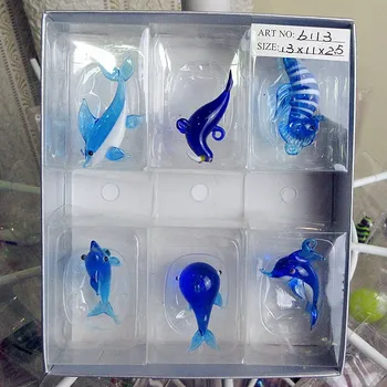 6pcs Personalizado de cristal de Murano de arte figuritas en miniatura acuario de Decoración hechos a mano de cristal de la rana verde de dibujos animados animales estatuas, adornos