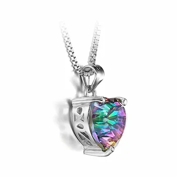 HuiSept de Moda 925 Joyas de Plata Collar de la Forma del Corazón de la piedra preciosa Topacio Colgante para las Mujeres de la Boda de Compromiso de Parte de los Accesorios