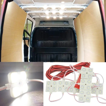 10x4 LEDs en el Techo del Coche Kit de Luz Van Interior Iluminación del Techo Impermeable en el Interior de color Blanco Brillante de la Lámpara Para RV, Barco de Remolque de Camiones de 12V