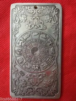 China Tibet Plata Zodiaco Chino Cerdo Lingotes De Thanka Amuleto Thangka