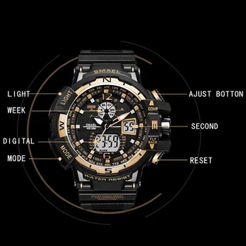 Reloj Casual de los Hombres Impermeables relojes homme men's Writswatch LED Digital de los Relojes de los Hombres Reloj Led reloj hombre 1376 Grandes Relojes de Deporte