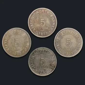 British North Borneo 5 Centavos Moneda Auténtico Original Monedas