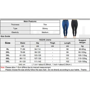 Más el Tamaño de la Cintura Alta del Tramo de Jeans Para Chicas Mujer Alta elasticidad de Mujeres de Lavado de Mezclilla Skinny Lápiz Pantalones de Mom Jeans Azul Negro 5XL