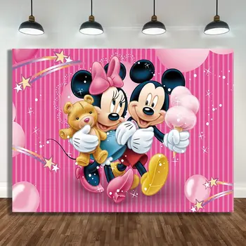Personalizable de Minnie Mouse Fotografía Fondos de Vinilo Tela de fotografiar Telones de fondo para el Niño del Bebé de la Fiesta de Cumpleaños de la Foto Studio