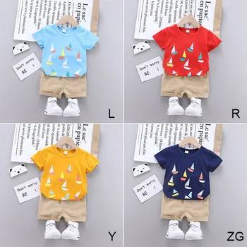 2Pcs Ropa de Bebé Traje de Moda de los Niños de Algodón de Verano Niños de dibujos animados Patrón de Cobertura Camisa de Manga Corta+Cortos Establece 2021 Nuevo