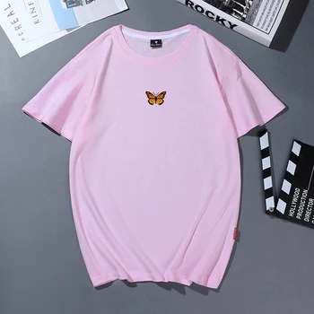 Mariposa de Algodón de las Mujeres T-shirt Harajuku Divertido Gráfico de Verano de las Señoras de la Manga Corta de la Estética de la Ropa Poleras Mujer Streetwear