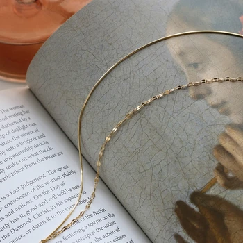 Bohemia de Titanio de Acero Inoxidable de Doble Capa Gargantilla Collares de Oro 14k Colgante de Serpiente Collar de Cadena De las Mujeres de las Niñas