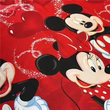 Red de minnie mickey mouse consolador conjunto de ropa de cama twin full queen king size algodón funda de edredón de cama plana de la hoja de la funda de almohada 3/4/5pc