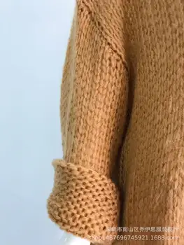 Gran tamaño de la suelta de las mujeres del suéter de color puro de la moda casual de las mujeres del suéter de 2020 otoño modelos V-cuello largo de las mujeres suéter