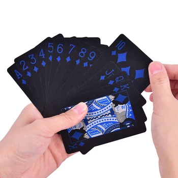 PVC de la prenda impermeable de Plástico Juego de Cartas de Poker Negro Jugando a las Cartas de la Junta de la Calidad de los juegos Clásicos Trucos de Magia Herramienta Magic Box lleno de
