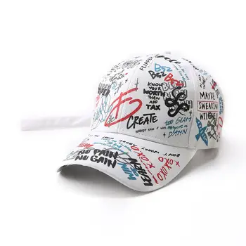 STYLEZ 2020 nuevo unisex sombrero de las señoras de los hombres ajustable color blanco negro graffiti impresión salvaje gorra de béisbol