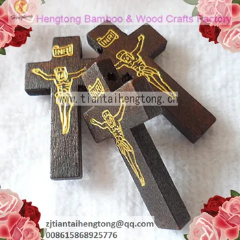 50PCS/PACK rosario de madera, accesorio de rosario de la cruz, cruz, rosario parte, la madera de la cruz