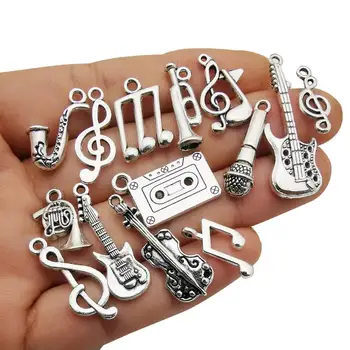 50pcs Instrumento las Notas de la Música Mixta Metálica Lisa Encantos Colgantes de BRICOLAJE para la Fabricación de la Joyería del Collar de la Pulsera y la Elaboración de