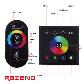 Touch Control Remoto 12V 24V DC RGB LED Franja de Luz Led Interruptor de Potencia de RF Toque el Panel de Pared del Controlador Swithing Accesorios en Negro