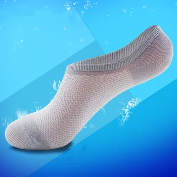 2019 Nuevos calcetines de fibra de Bambú de Verano Delgada Calcetines invisibles de color Puro de poca profundidad de la boca de Silicona antideslizante Calcetines Masculinos Transpirable