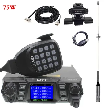 QYT KT-980Plus de Alta Potencia de 75 w(VHF)/55W(UHF) de Banda Dual Quad Espera de Base Móvil radioaficionados Transceptor de Radio de Coche de JAMÓN KT980Plus