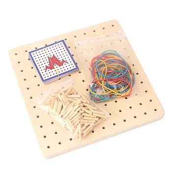Bebé Montessori Sensorial Juguete de Formas Geométricas de Madera de tabla de clavos de Madera Fijado con Goma de Preescolar de Formación de los Juguetes para los Niños Regalo
