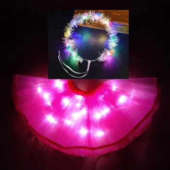 2020 nuevo la Luz LED de la Muchacha de los Niños de la Ropa Tutu Falda de la Princesa de la Fiesta de Tito Hijo de Ballet de Danza rosa de Navidad roja Con garland