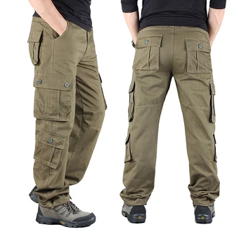 Militar Cargro Pantalones de los Hombres Casual Sueltos a los Pantalones Largos, de Algodón Táctico Pantalones de los Hombres de Bolsillo de Multi Ejército Oversize Hombre Tamaño 29-42