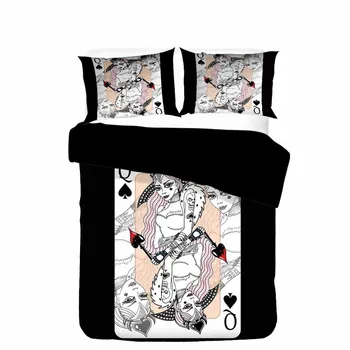 HELENGILI 3D juego de Sábanas Juego de Cartas de Impresión Cubierta de Edredón Conjunto de Ropa de cama con funda de Almohada de Cama Conjunto de Textiles para el Hogar #PK19