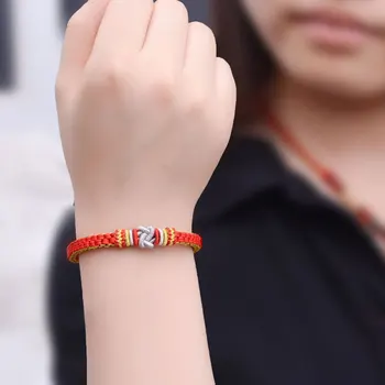 LKO Par de la Pulsera de la suerte de nudo Chino para hombre y mujeres de la pulsera de estilo nacional Tailandés de la cuerda de la mano el envío libre