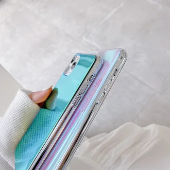 Brillante Gradiente de colores Espejo Duro Delgada caja del Teléfono para el iPhone 8 7 6 6s Plus 11 Pro XS Max XR X se 2 de Silicona Cubierta Posterior Fundas