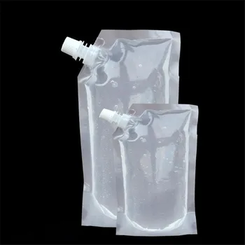 10Pcs/Lote de Plástico Transparente con tubo de salida de las Bolsas Reutilizables de Plástico Durable de la Botella de Bolsas De Bebida Líquida Sellada Bolso de Empaquetado de la Portátil